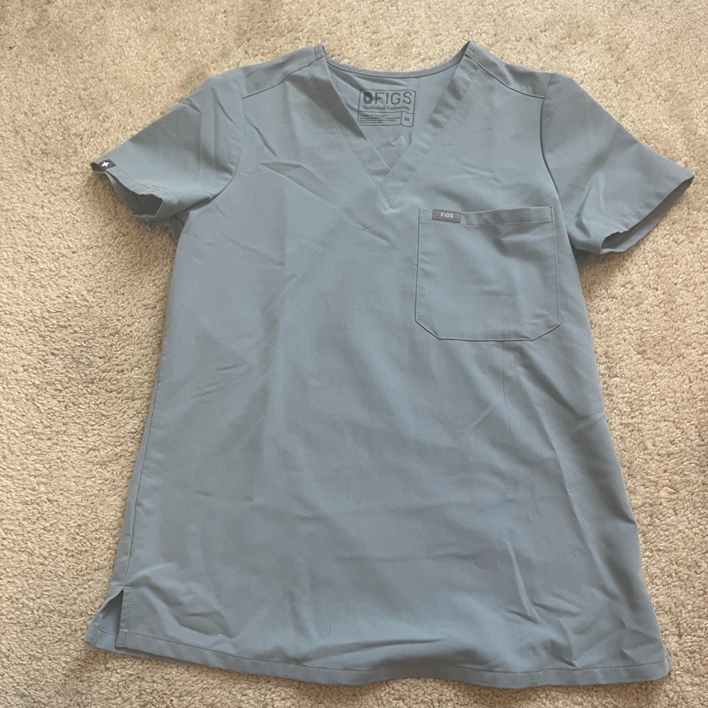 Figs Baby Blue Scrub Top